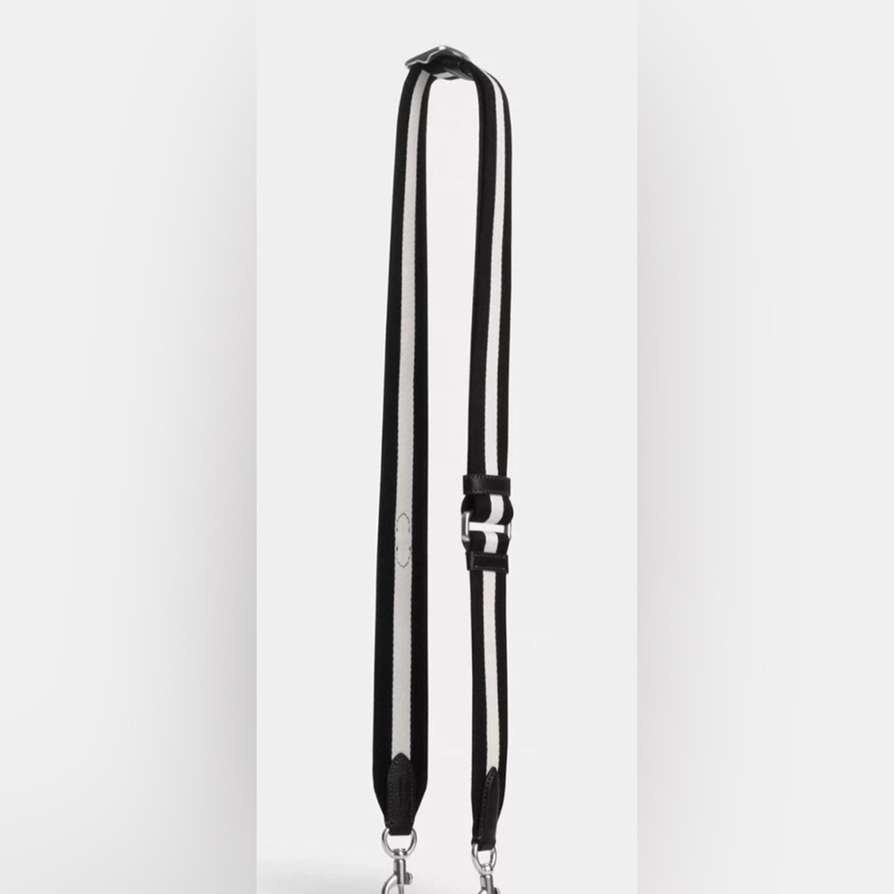 NWT COACH brand webbing strap adjustable replacement crossbody black stripe - Picture 4 of 4